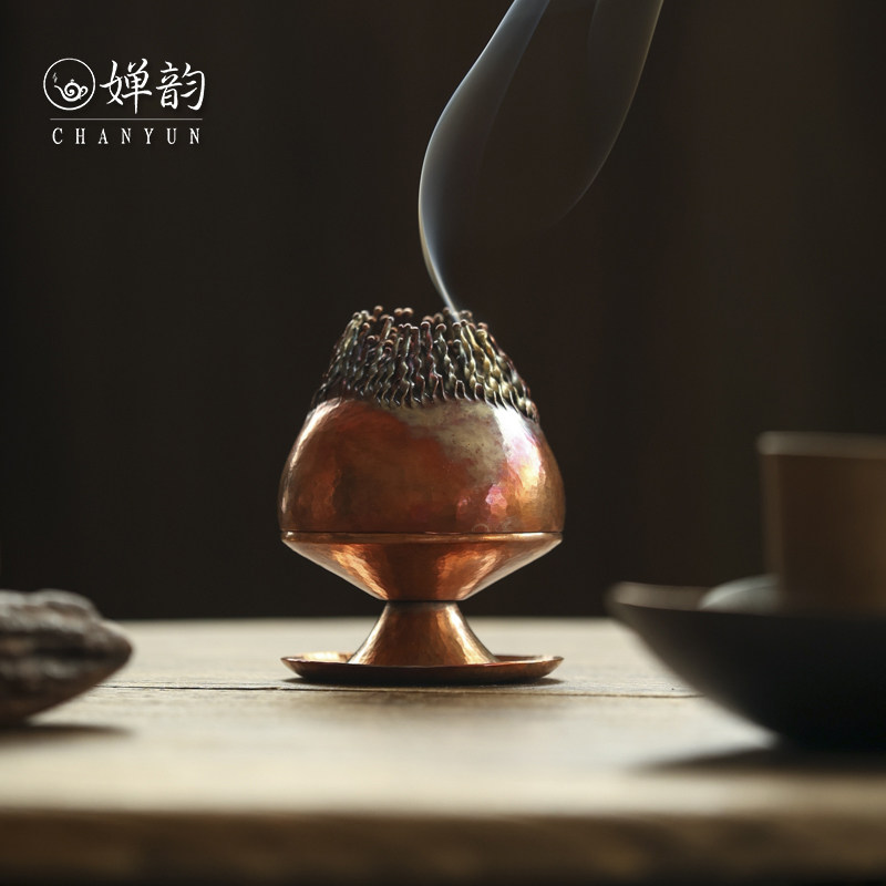 婵韵五福铜器炫彩枝芽紫铜香炉
