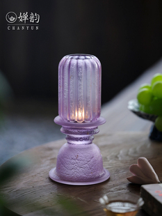 婵韵 心缘堂琉璃皓月当空烛台紫色金香炉茶室覆古家用氛围灯
