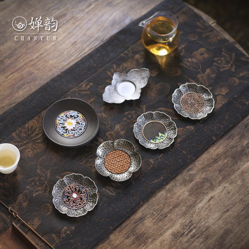 婵韵合金梅花花瓣花边杯垫茶垫