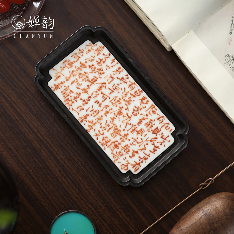 婵韵乾茂號方沿海棠矾红诗文壶承