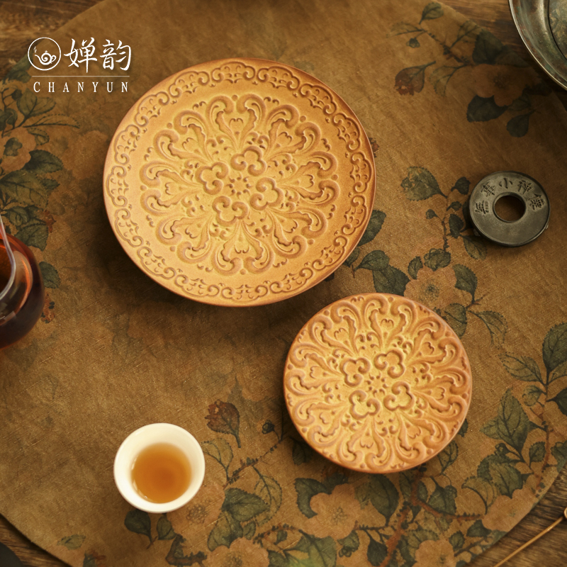 婵韵柿柿如意花纹壶承杯垫