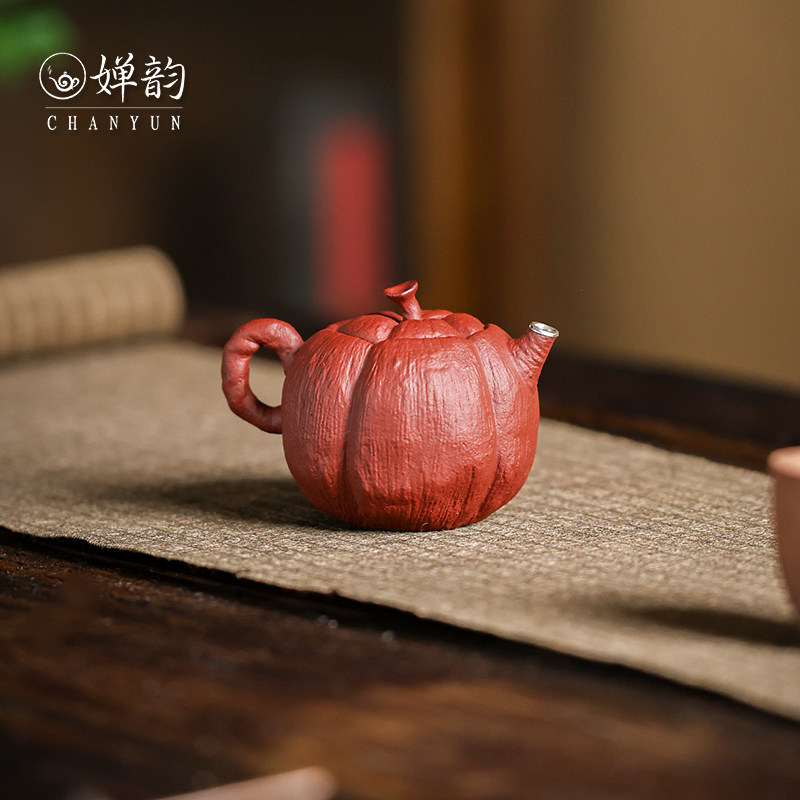 婵韵|半斋紫砂红泥南瓜茶壶纯手工复古家用泡茶壶小田甄选茶具