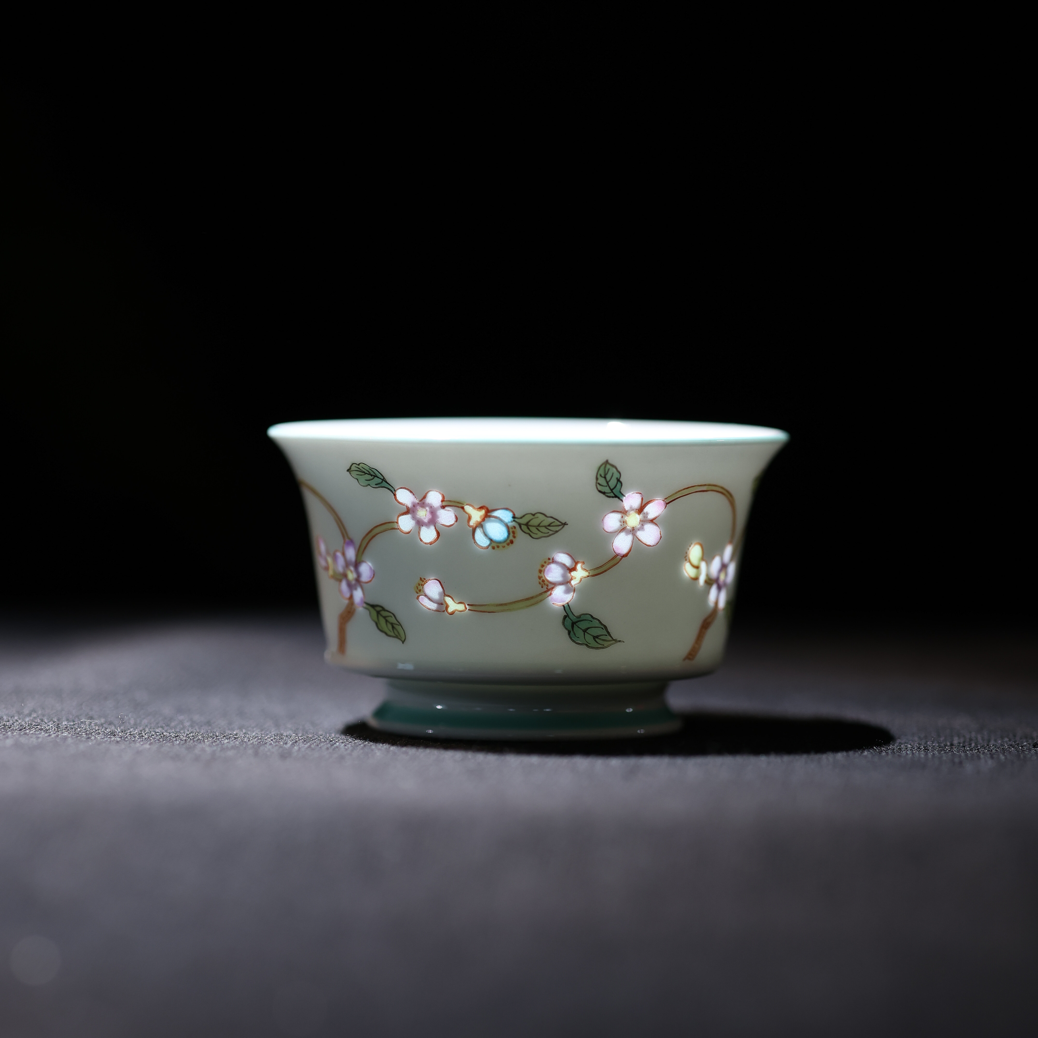 玲珑集茶具斗彩玲珑花卉杯桃花杯