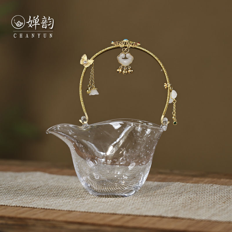 玻心璃语如意珍珠非白提梁公道杯