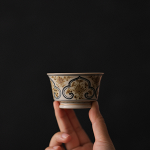 一生一物茶具如意开窗花卉马蹄杯