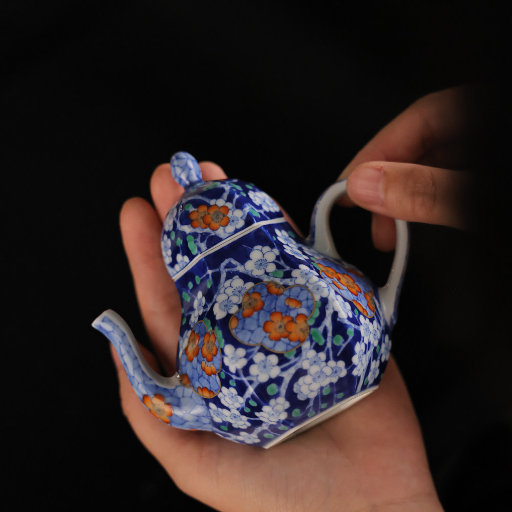 婵韵卓君茶具斗彩冰梅六方梨壶