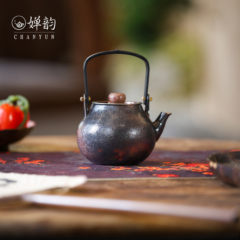 婵韵春喜铜茶壶电木提梁小壶