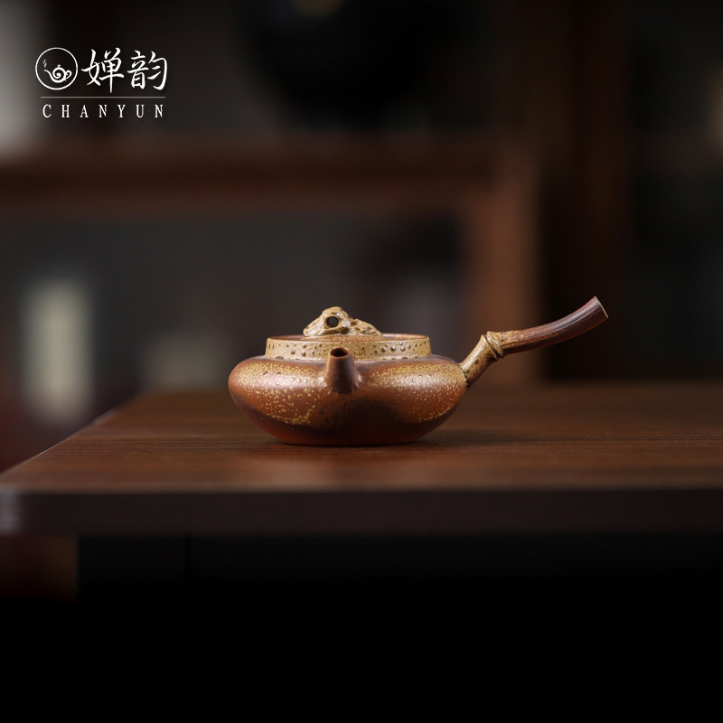 潮州手拉壶竹子竹隐侧把壶