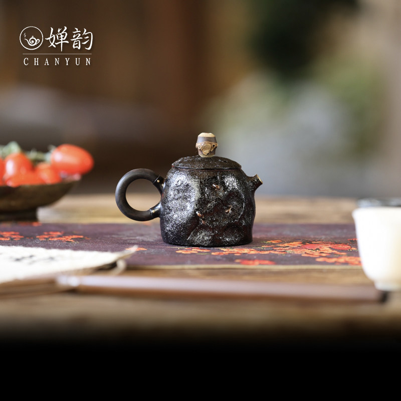 麦棠铜器茶壶铜壶陨石坑补丁小壶