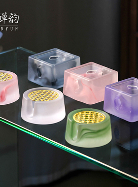 婵韵 渐层粉紫色琉璃酒精蜡烛温泡茶炉煮茶炉中式家用茶具配件