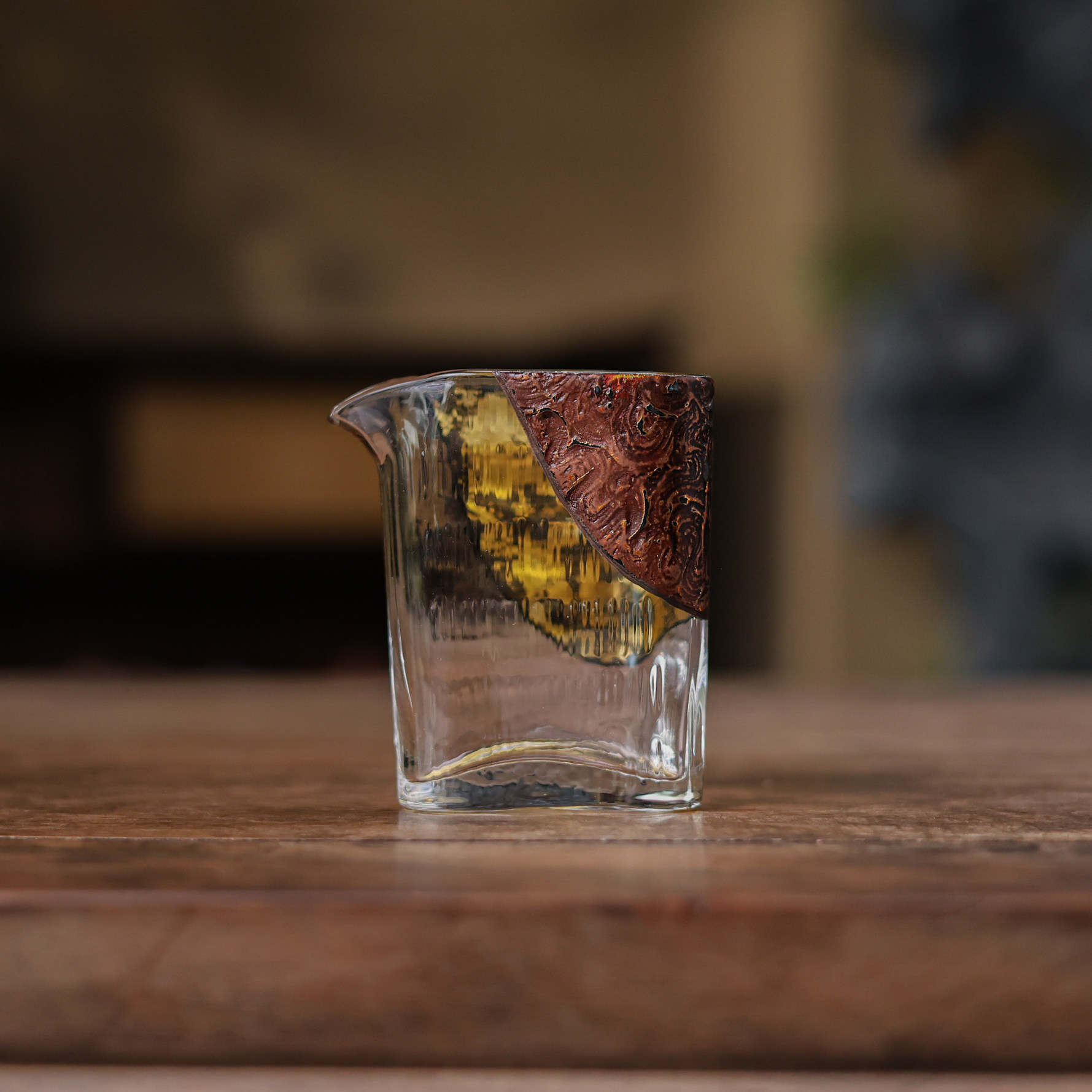 华漆堂耐热玻璃大漆丹岳公道杯