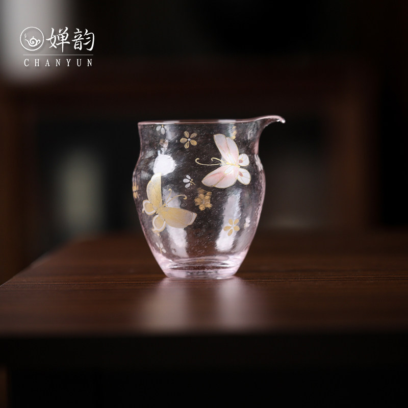 物肆玻璃冰裂蝶恋花蝴蝶公道杯