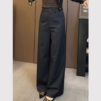 黑色垂感阔腿裤女2025秋