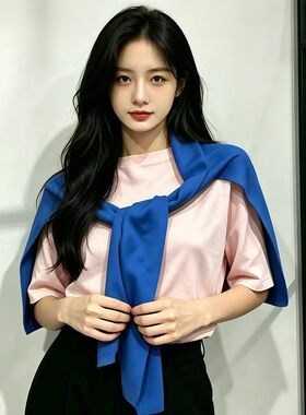 韩系新款春秋针织披肩女外搭气质小坎肩配裙子空调房搭肩围巾