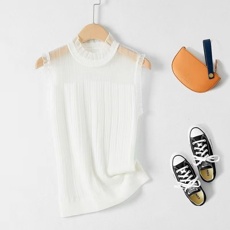 网红爆款冰丝蕾丝木耳边背心吊带