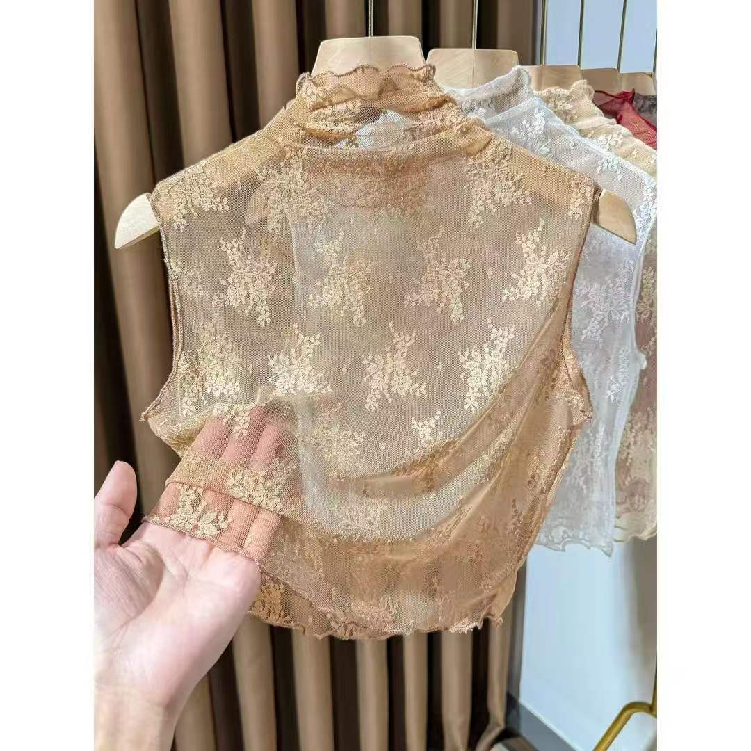 假领子女百搭假领高档半高领蕾丝背心内搭上衣洋气时髦网纱打底衫