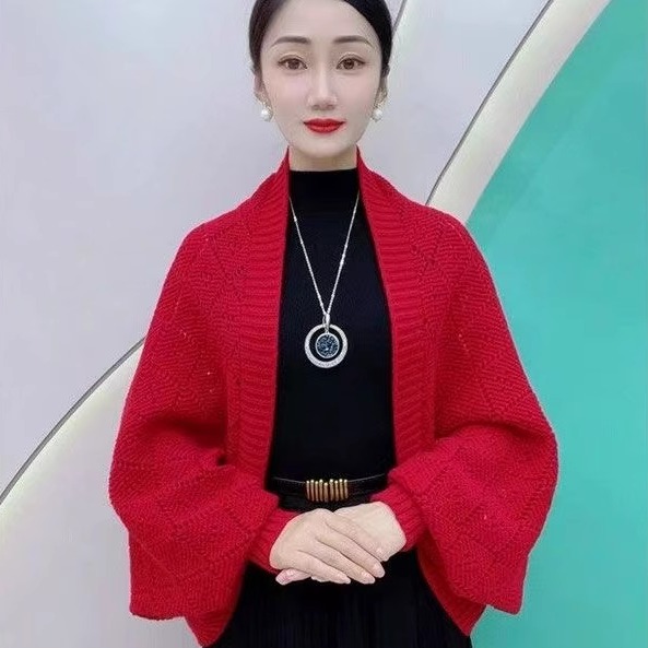 2025新款针织密织方格披肩时尚百搭护颈保暖洋气围巾外搭开衫