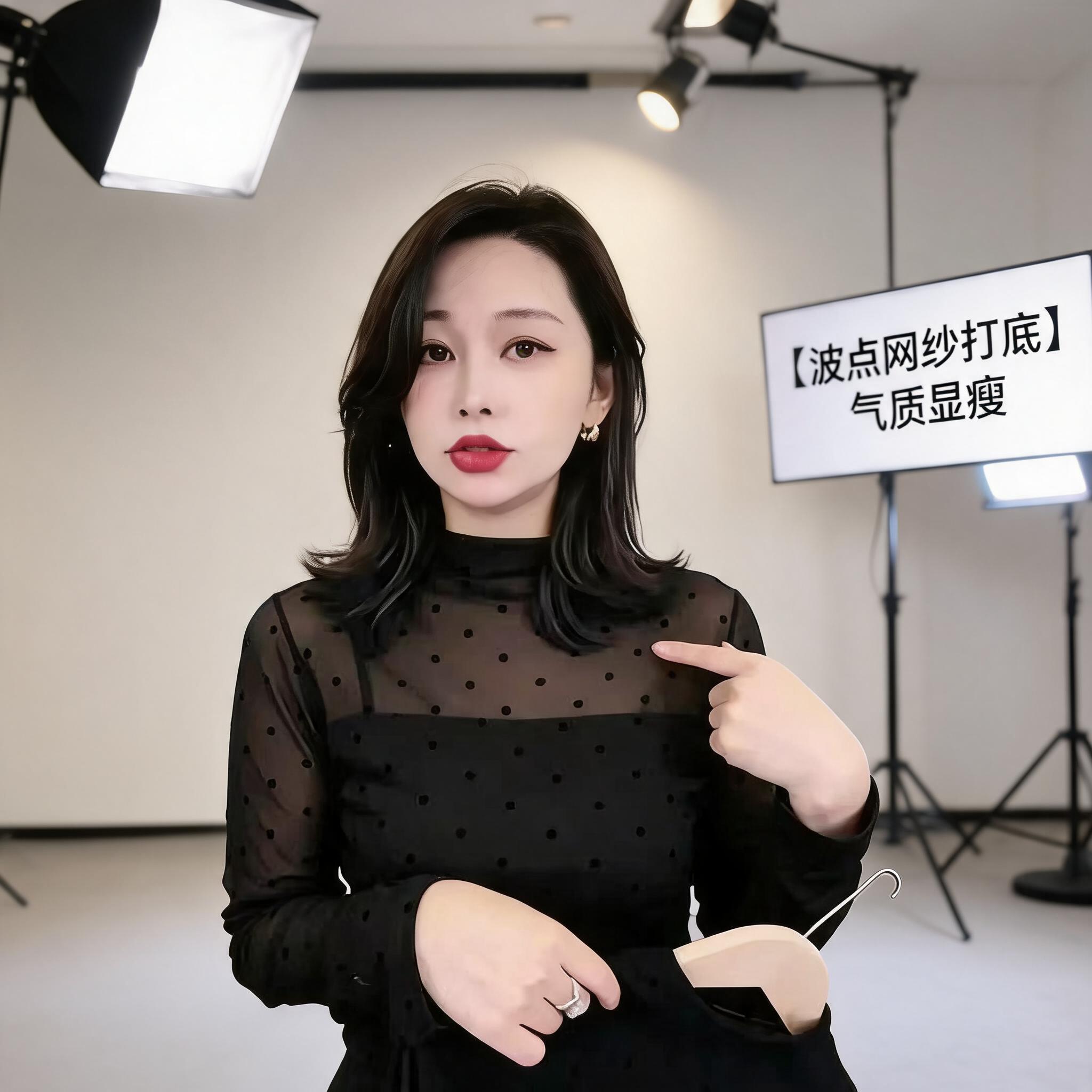 简约半高领波点网纱打底衫女秋天长袖洋气显瘦百搭弹力女士T恤