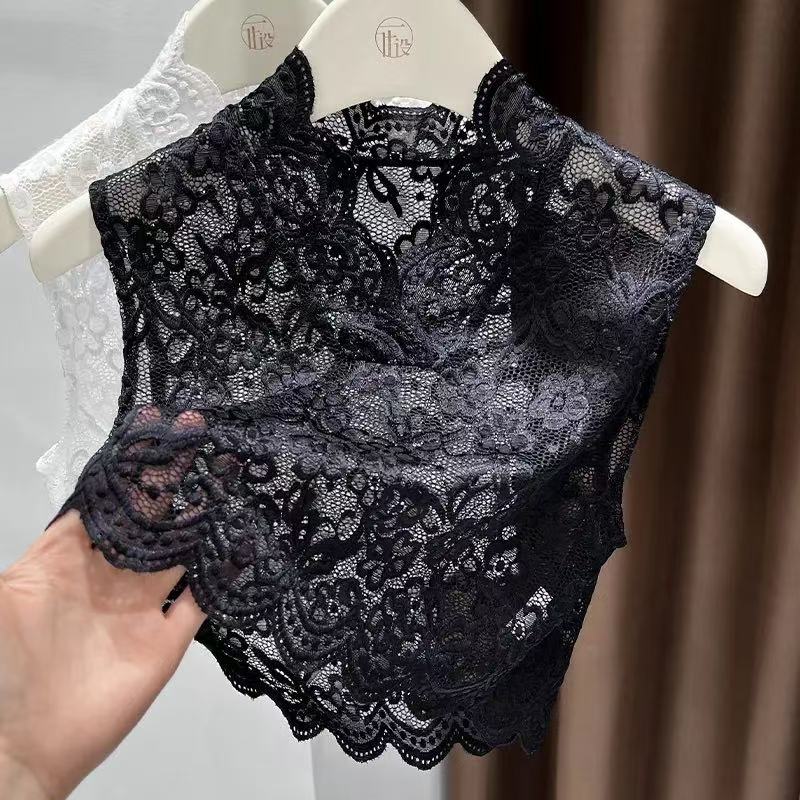 内搭衬衫蕾丝领假领子百搭女高档秋冬内搭神器领子v领白色打底衫