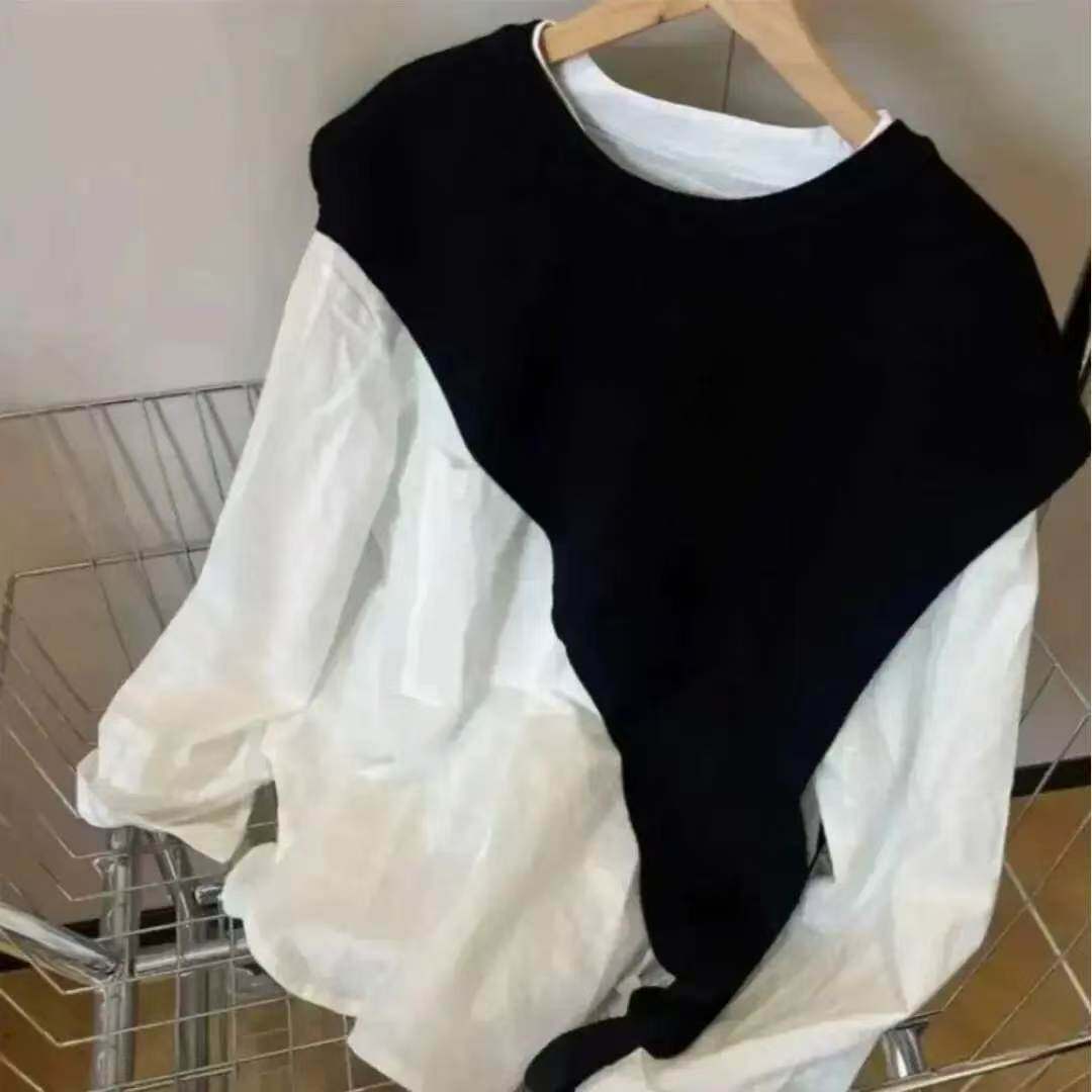 韩版感小众设计百搭斜边三角针织披肩马甲女叠洋气飘带搭配