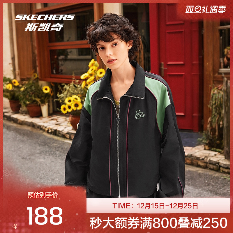 斯凯奇官方outlets女子运动茄克外套秋冬梭织回弹轻盈质感舒适