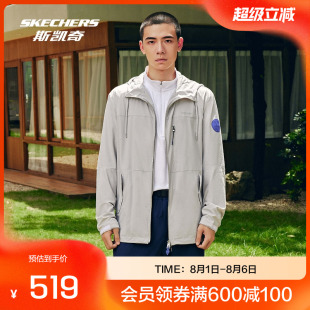 斯凯奇2025年春季 帅气简约运动连帽外套舒适抗菌抗皱 新品 银色时尚