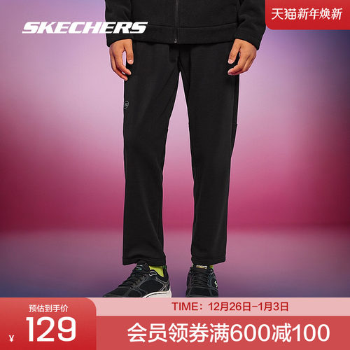 斯凯奇官方outlets男士运动休闲针织仿仿羊羔绒保暖加绒长裤舒适