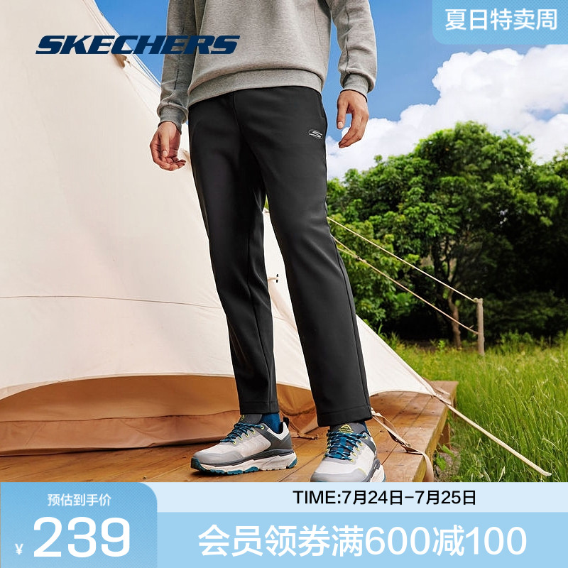 斯凯奇官方outlets2024男子针织加绒保暖运动裤舒适科技保温长裤