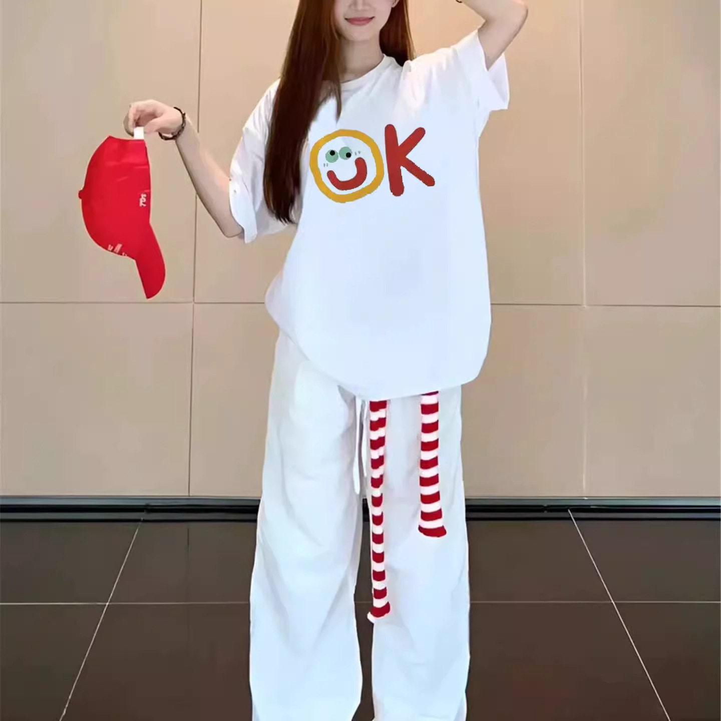 短袖t恤女 纯棉大学生初高中生新款夏季正肩宽松趣味笑脸小众上衣