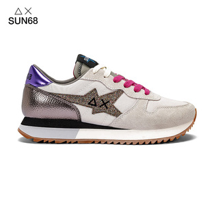 SUN68意大利时尚休闲女鞋舒适百搭浅口系带运动厚底老爹鞋新款