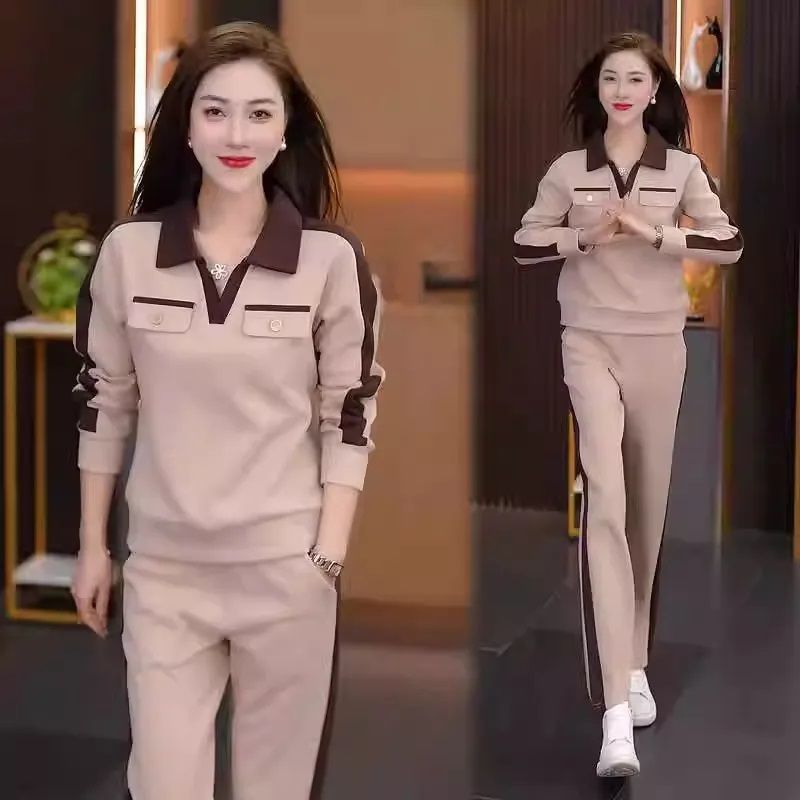 休闲运动套装2025春秋新款时尚洋气减龄妈妈装大码宽松显瘦两件套