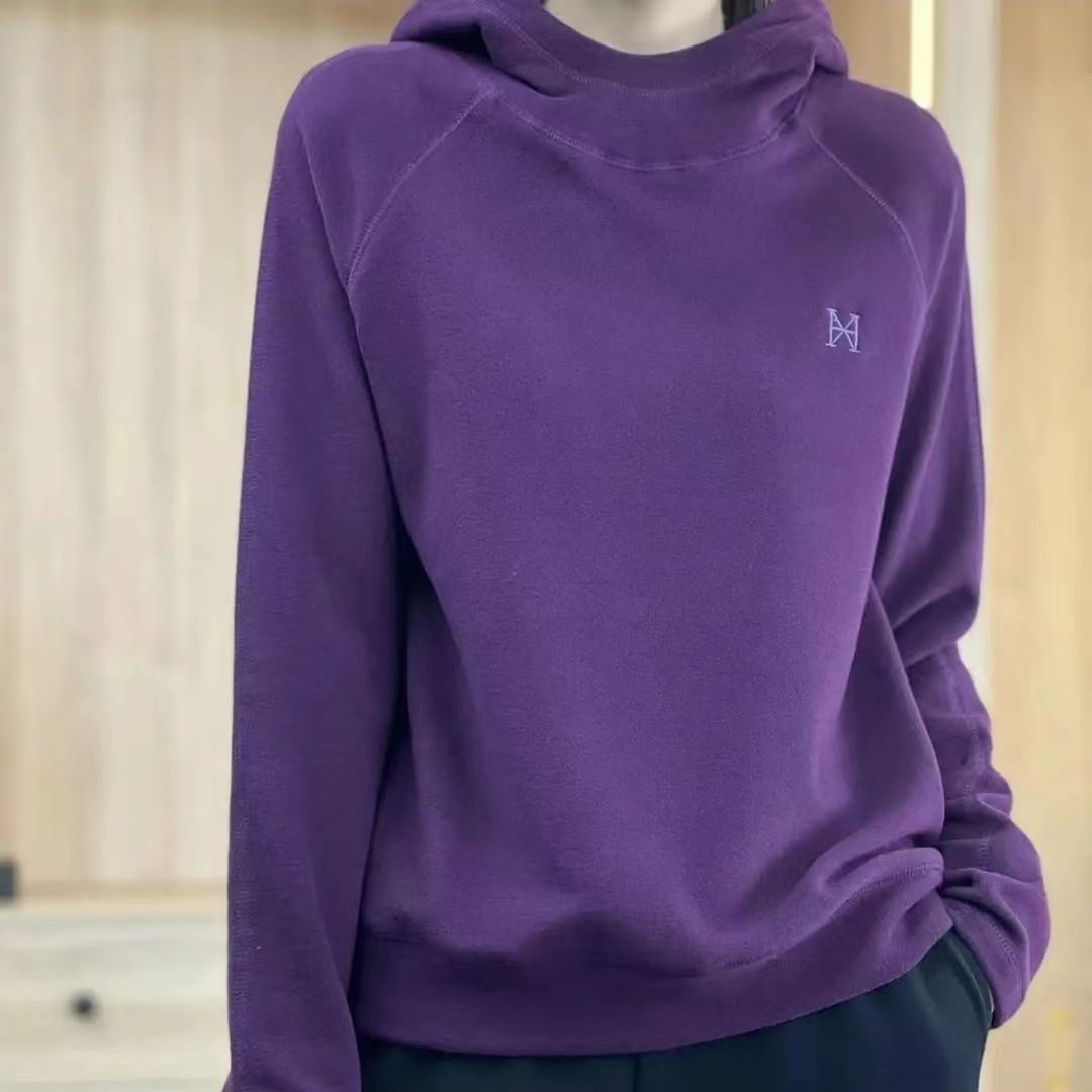 高档双面德绒连帽卫衣女秋冬季时尚休闲内搭显瘦外穿内搭女上衣潮