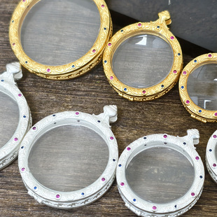 新款圆形纯铜镀金唐卡盒多尺寸盒子佛牌盒子嘎乌盒唐卡吊坠高档