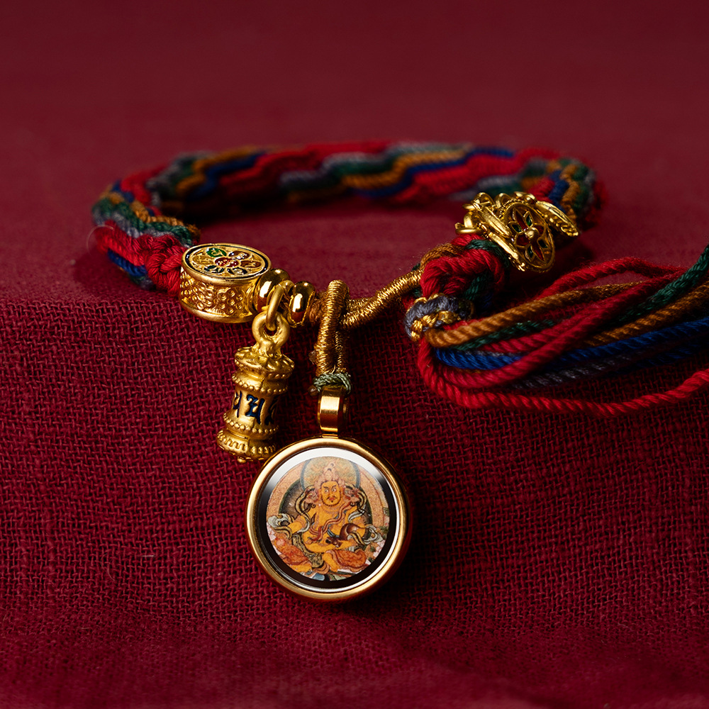 5cm扎基拉姆钛钢小唐卡佛牌手链绿度母前世今生文殊菩萨黄财潮