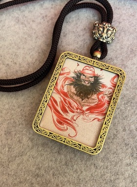 新款道家唐卡吊坠水墨风画像嘎乌盒送绳子高档精美创意礼品单面潮