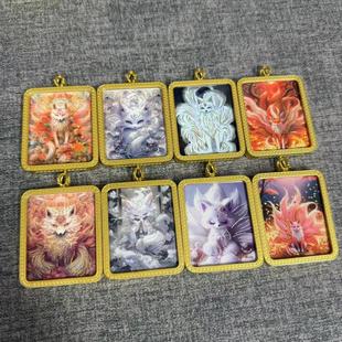 手绘描金唐卡佛牌吊坠金色方形嘎乌盒手工描金唐卡挂件新款景区款