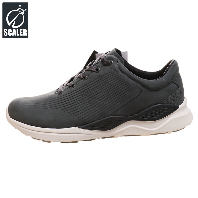 思凯乐健步鞋真牛皮鞋减震男牛皮休闲运动鞋轻便野营旅行女徒步鞋