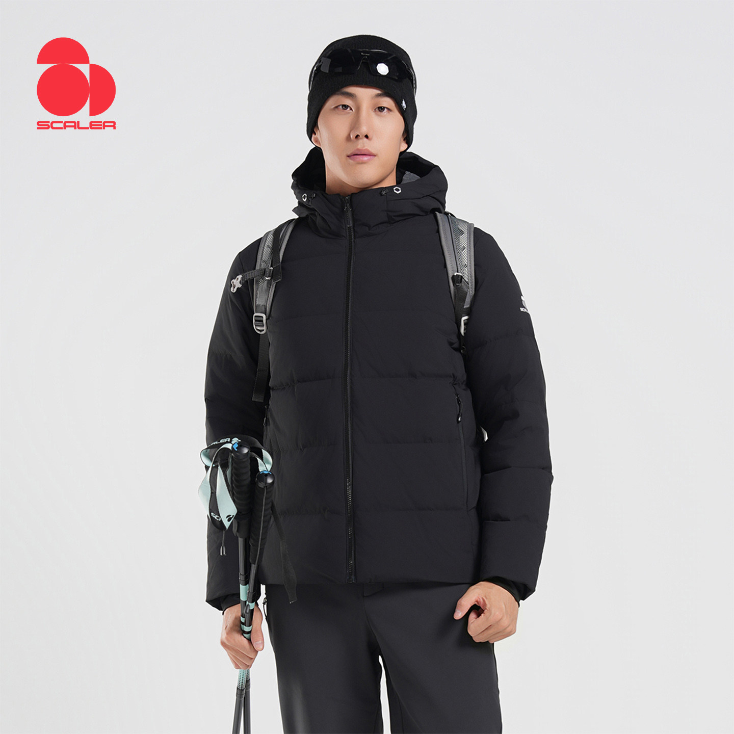 SCALER思凯乐户外羽绒服男女冬季中厚短款连帽防寒滑雪登山服外套