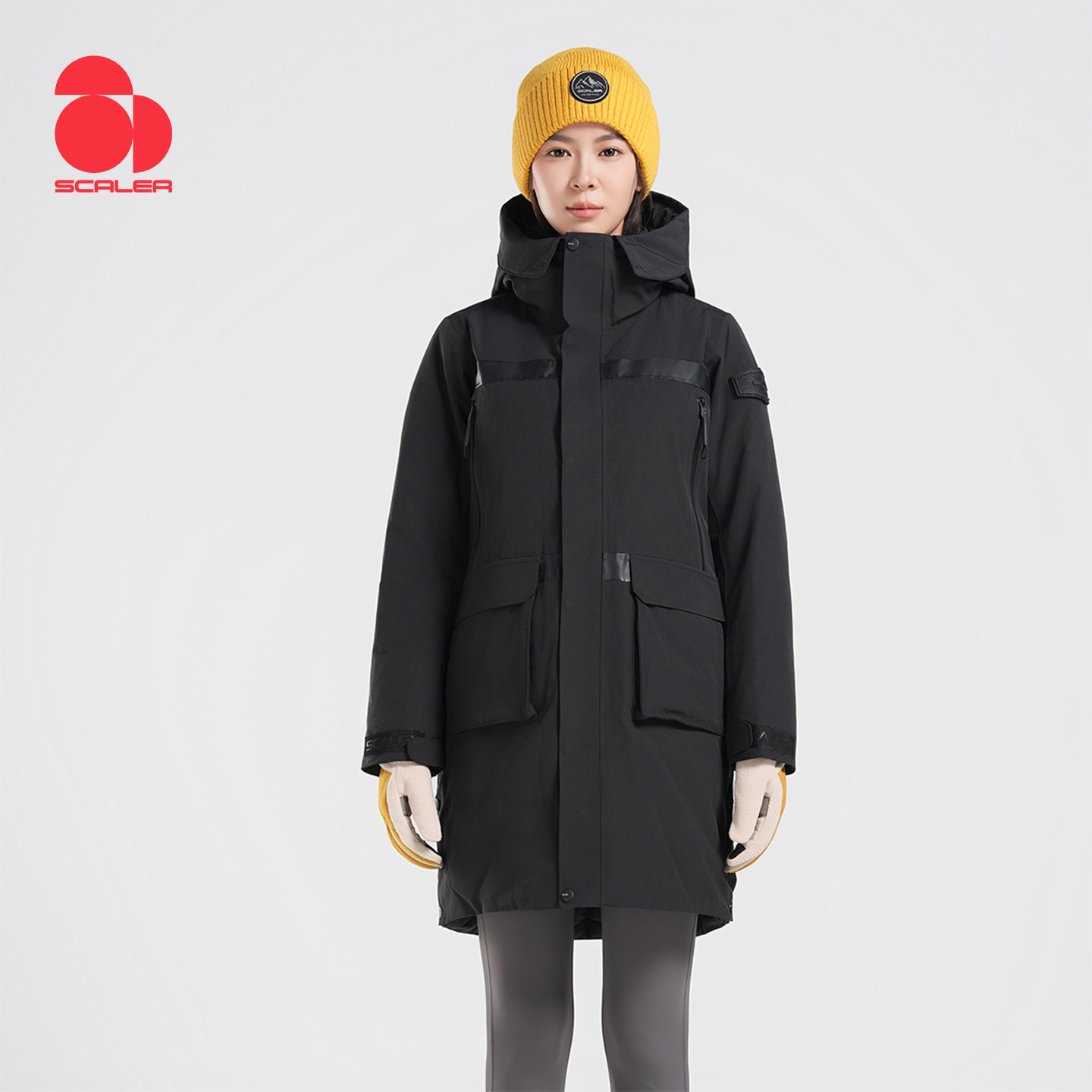 SCALER思凯乐户外鹅绒羽绒服男女中长款加厚防寒登山滑雪服外套