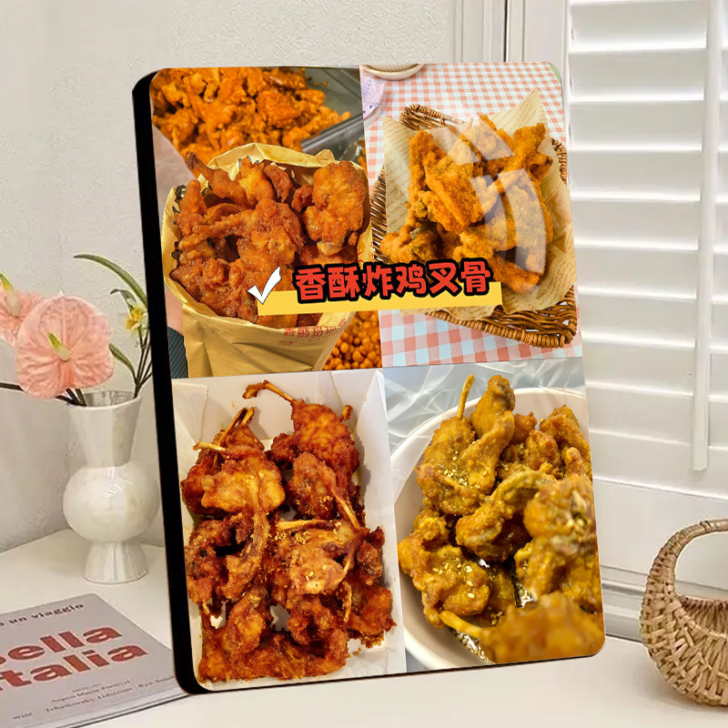 香酥鸡锁骨炸鸡广告桌面展示板夜市小吃摆摊炸鸡宣传装饰画摆件