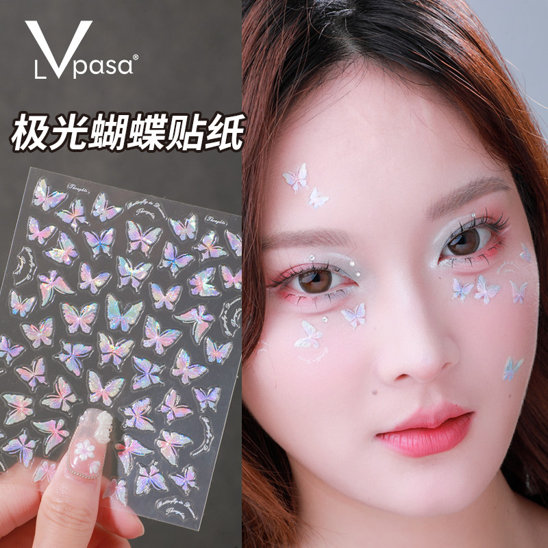 脸上贴蝴蝶贴纸装饰品网红爆款带背胶美甲立体浮雕新款纯欲风水钻