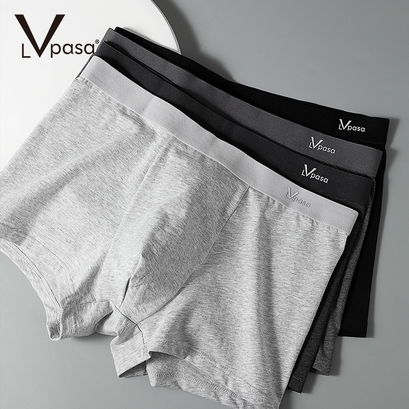 lvpasa男士内裤男生纯棉四角裤大码透气裤衩短裤男孩平角裤头男款