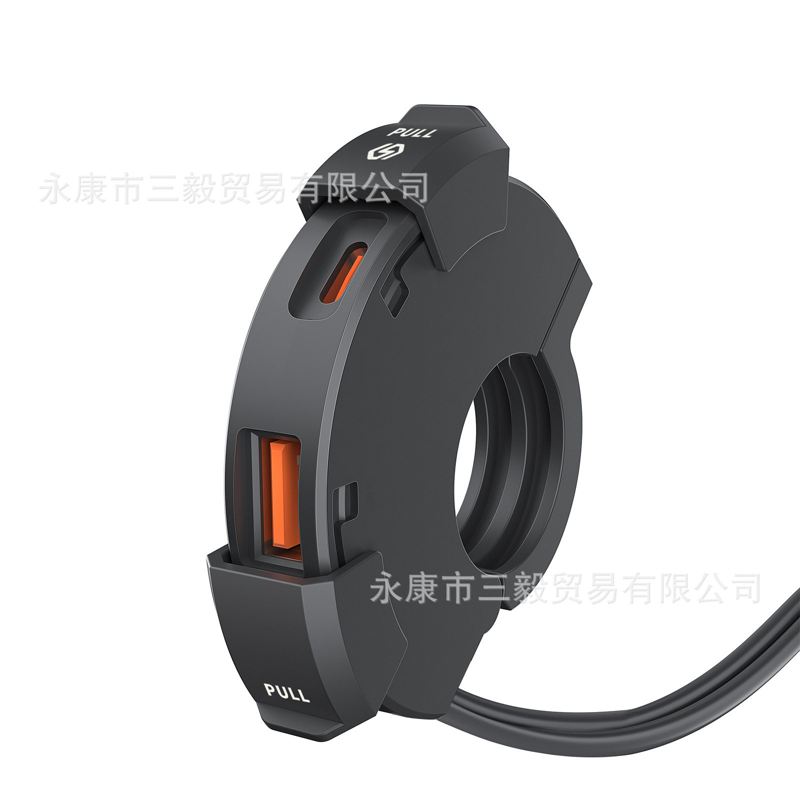 环形滑盖龙头款车载充电器摩托车载USB 30W快充防水TYPE-C充电座