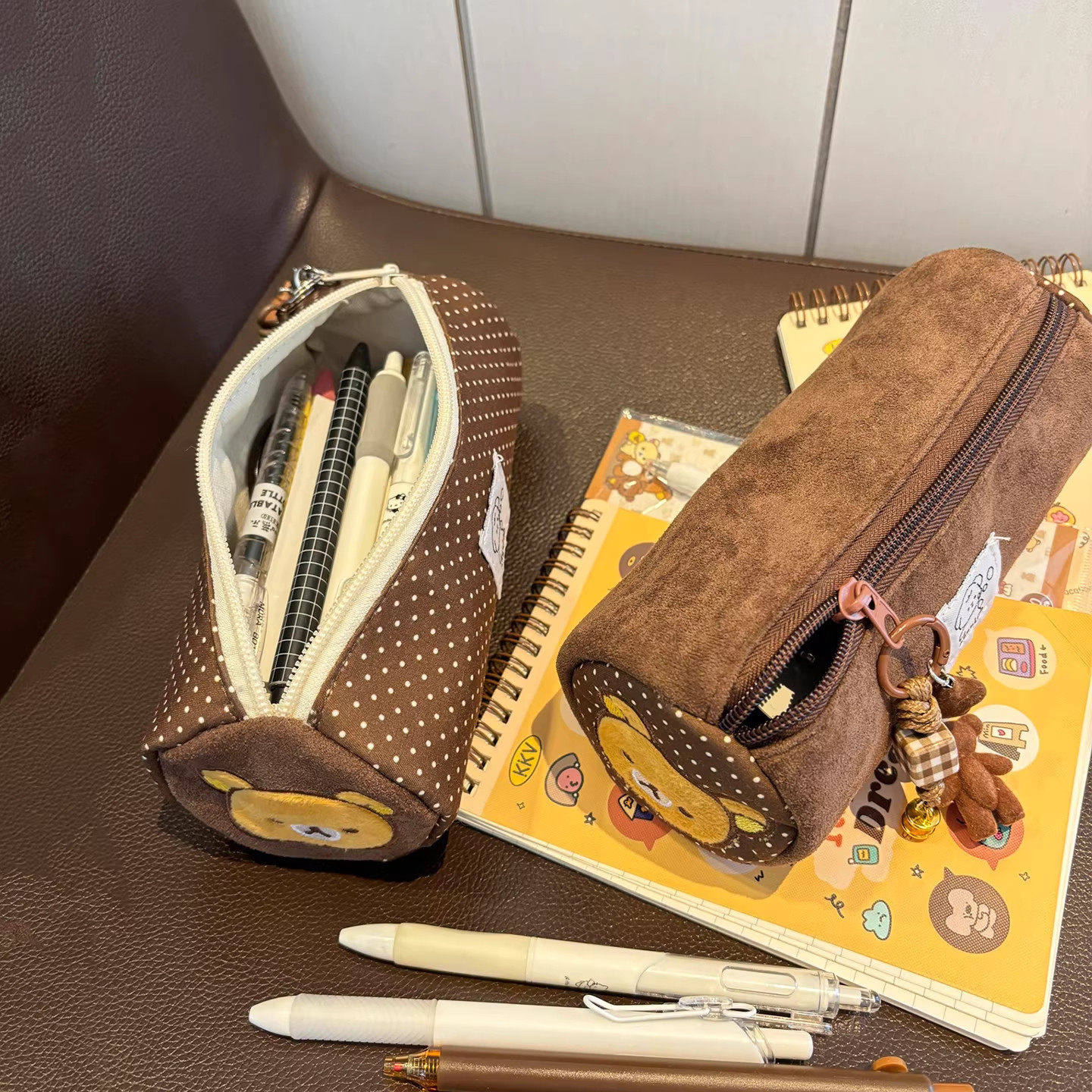 小红书同款轻松熊圆筒笔袋高颜值大容量文具盒ins风铅笔盒2026新