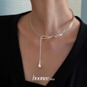 2024新款 轻奢小众不规则肌理抽拉项圈锁骨链 简约水滴吊坠项链女款