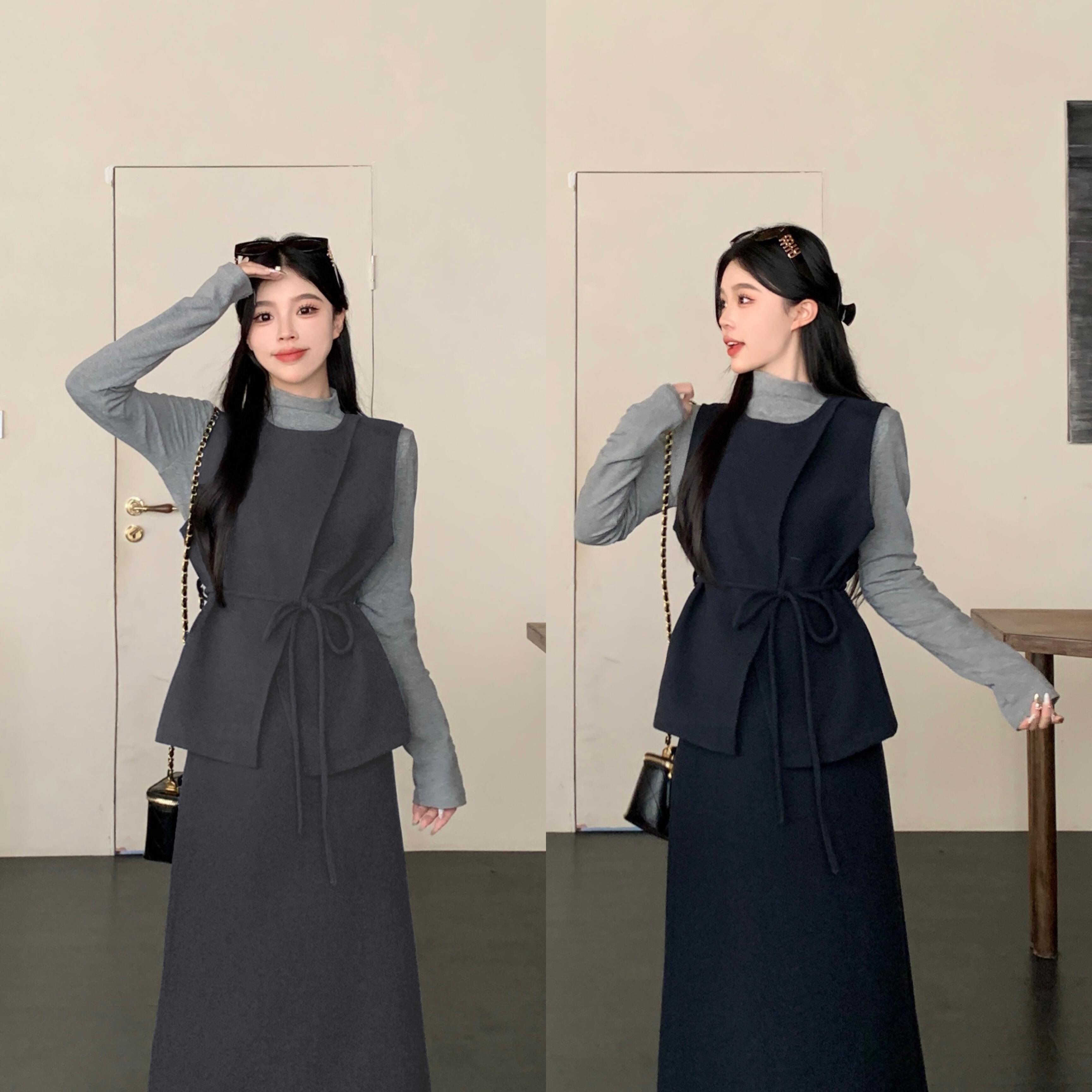 实拍大码高级感2024法式气质复古小香风马甲半身裙时尚减龄三件套