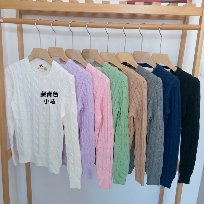 女士RL经典绞花小马棉线针织衫