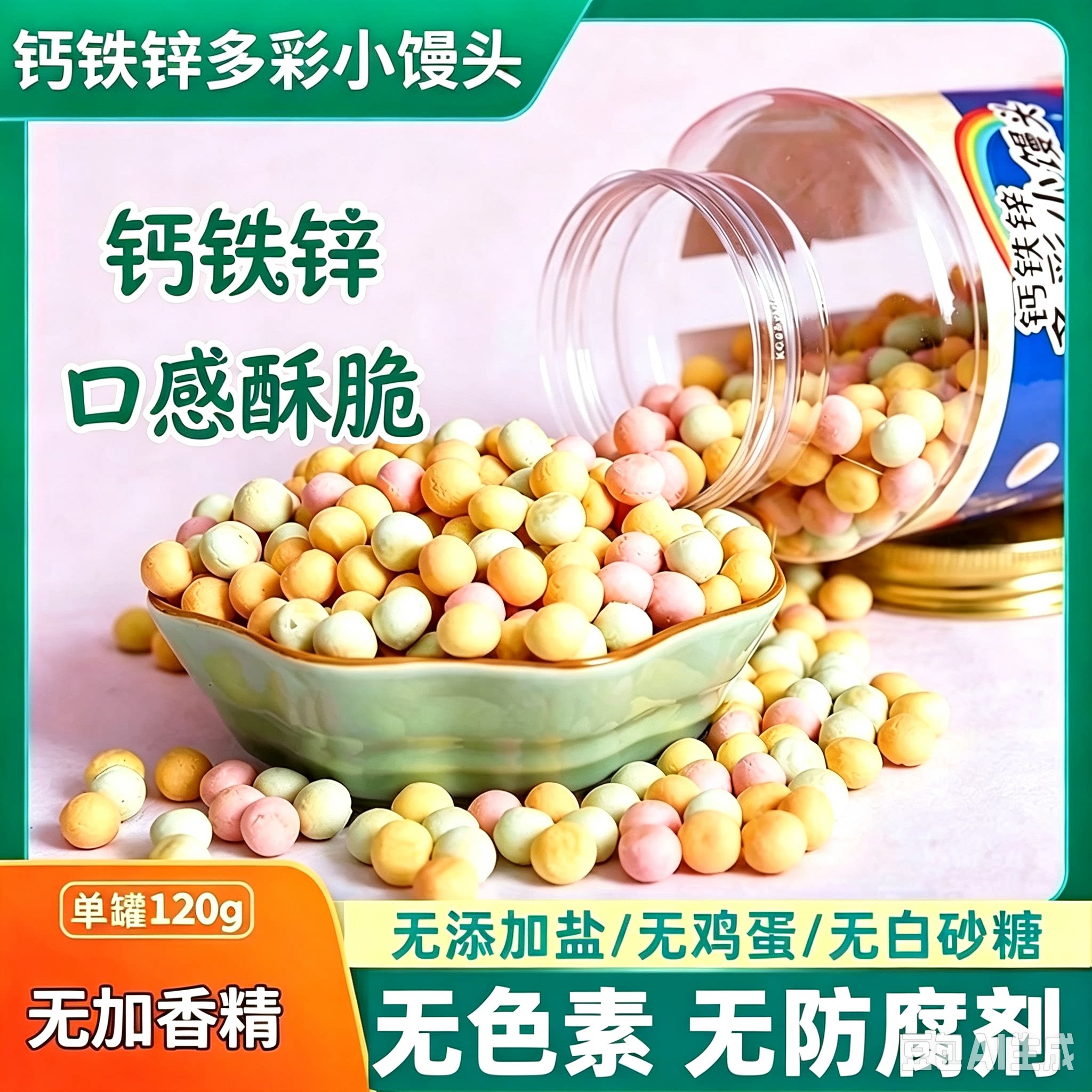 钙铁锌果蔬小馒头宝宝零食儿童无加蔗糖营养健康菠萝豆