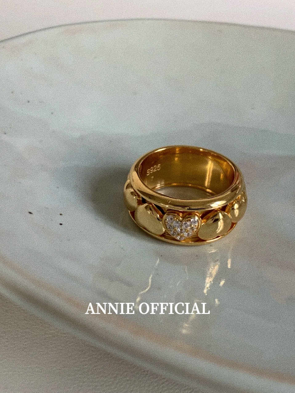 自制小众设计高级中古vintage纯银爱心戒指时来运转百搭复古指环