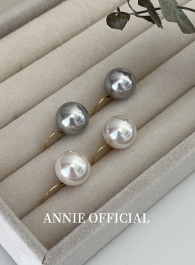 fever 同款经典真多麻银灰色白色施家高跟鞋珍珠耳环S925纯银耳钩